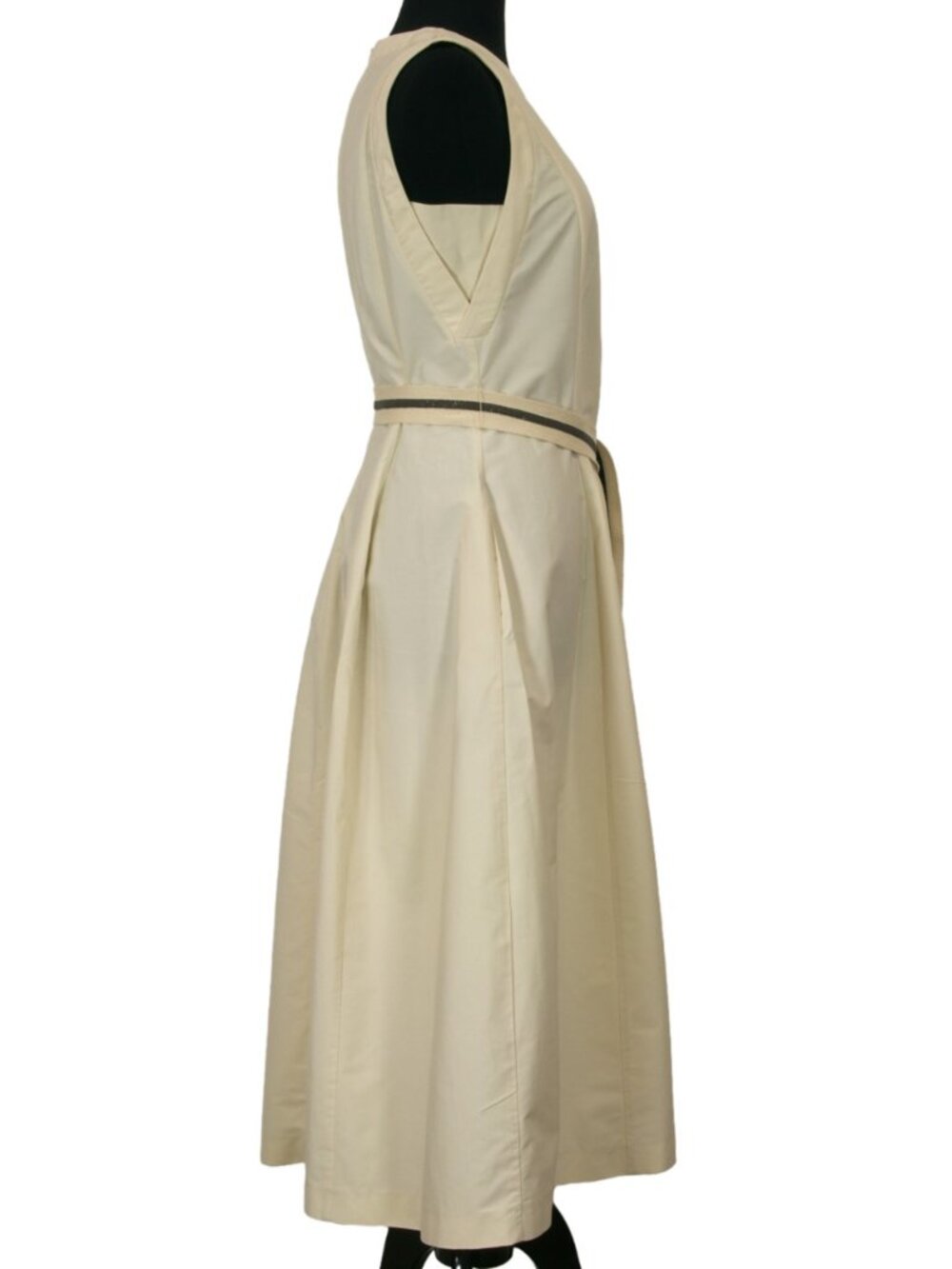 $3995 BRUNELLO CUCINELLI COTTON BLEND IVORY DRESS WITH MONILI BELT SIZE M - Picture 10 of 14